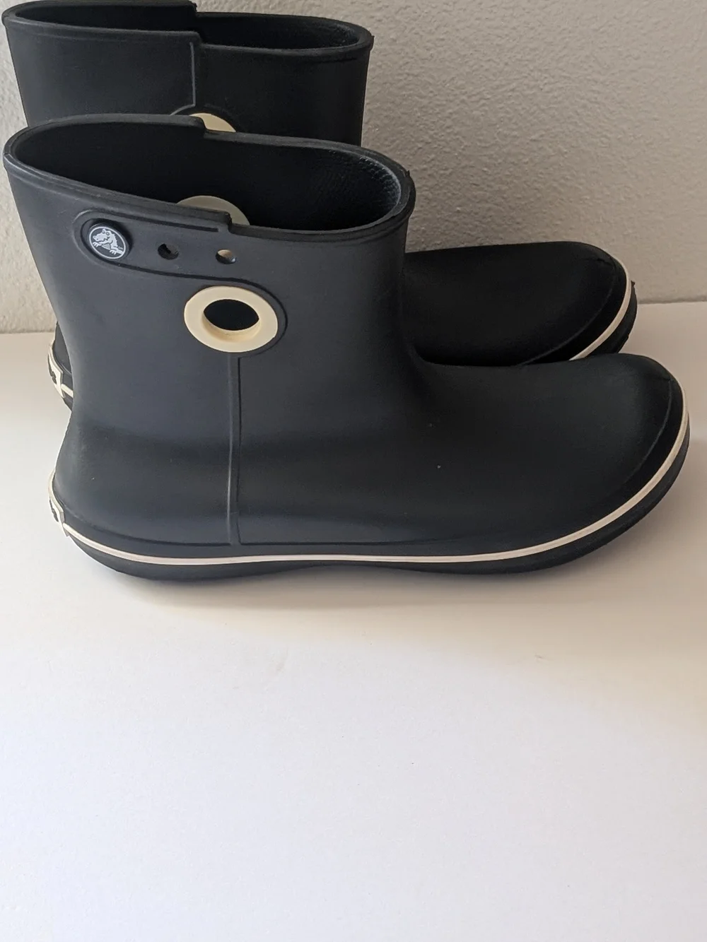 Women's Crocs Black Rain Boots with Side Handle